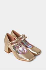 Joe Browns Gold Mary Jane Metallic Double Strap Shoes - Image 3 of 4