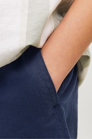 JACK & JONES JUNIOR Blue Linen Blend Drawstring Waist Trousers - Image 5 of 8