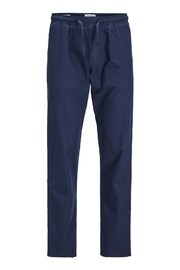 JACK & JONES JUNIOR Blue Linen Blend Drawstring Waist Trousers - Image 7 of 8