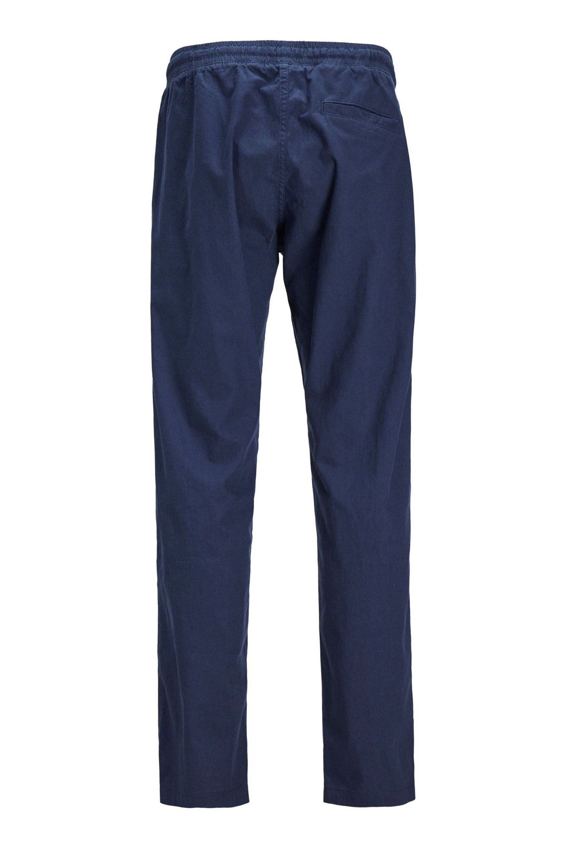 JACK & JONES JUNIOR Blue Linen Blend Drawstring Waist Trousers - Image 8 of 8