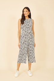 Mela Cream Animal Print Sleeveless Culotte Jumpsuit - Image 1 of 4