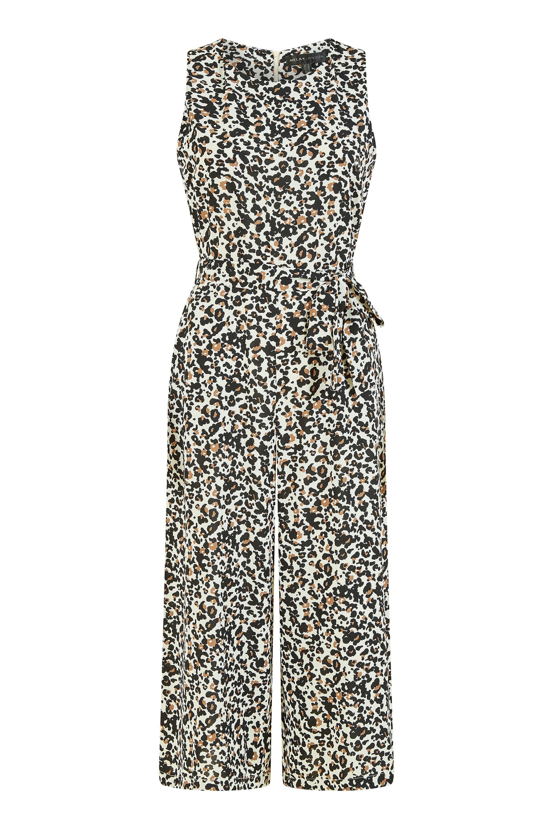 Mela Cream Animal Print Sleeveless Culotte Jumpsuit - Image 4 of 4