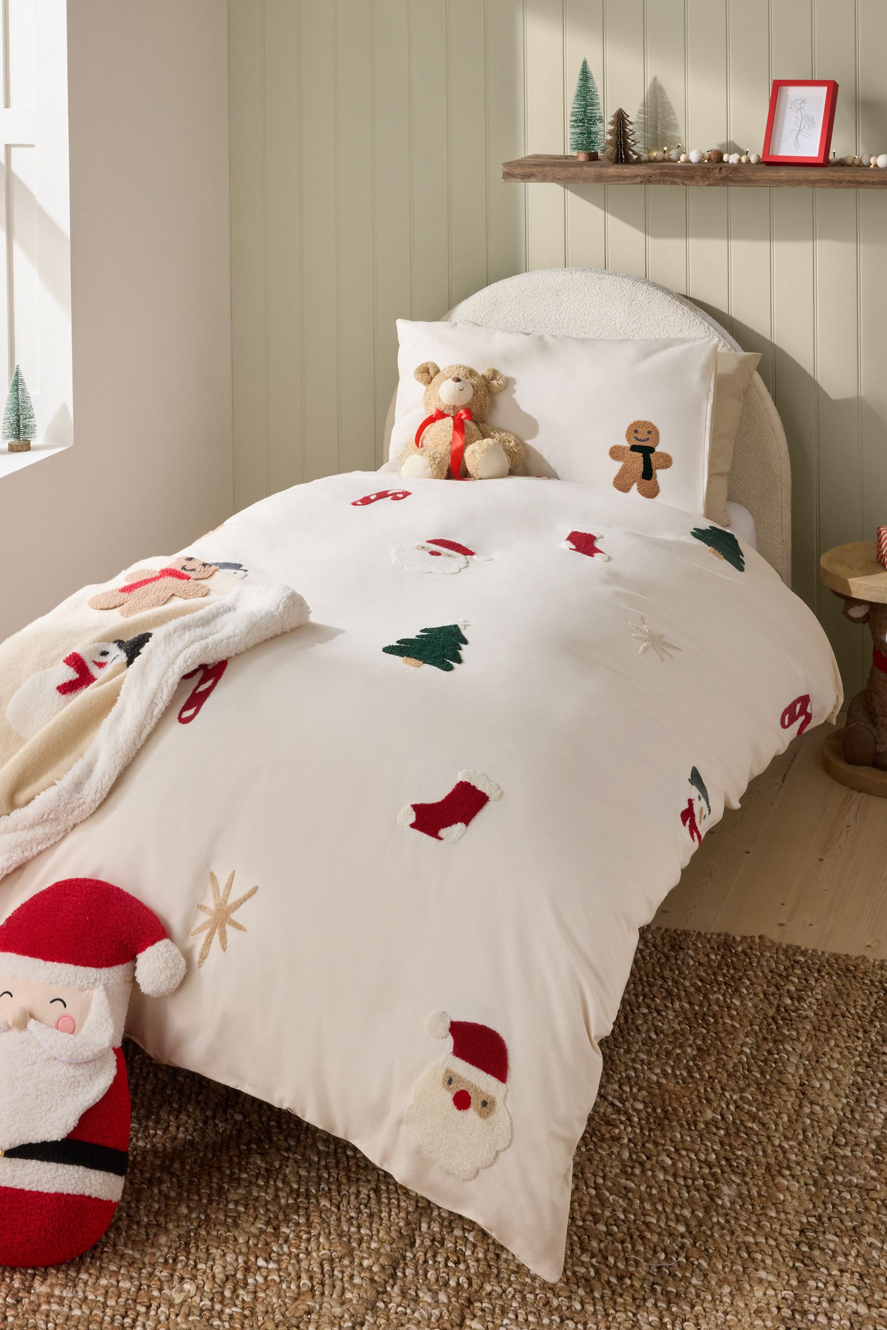 Buy Santa Friends Tufted Christmas Duvet Cover and Pillowcase Set from the Next UK online shop