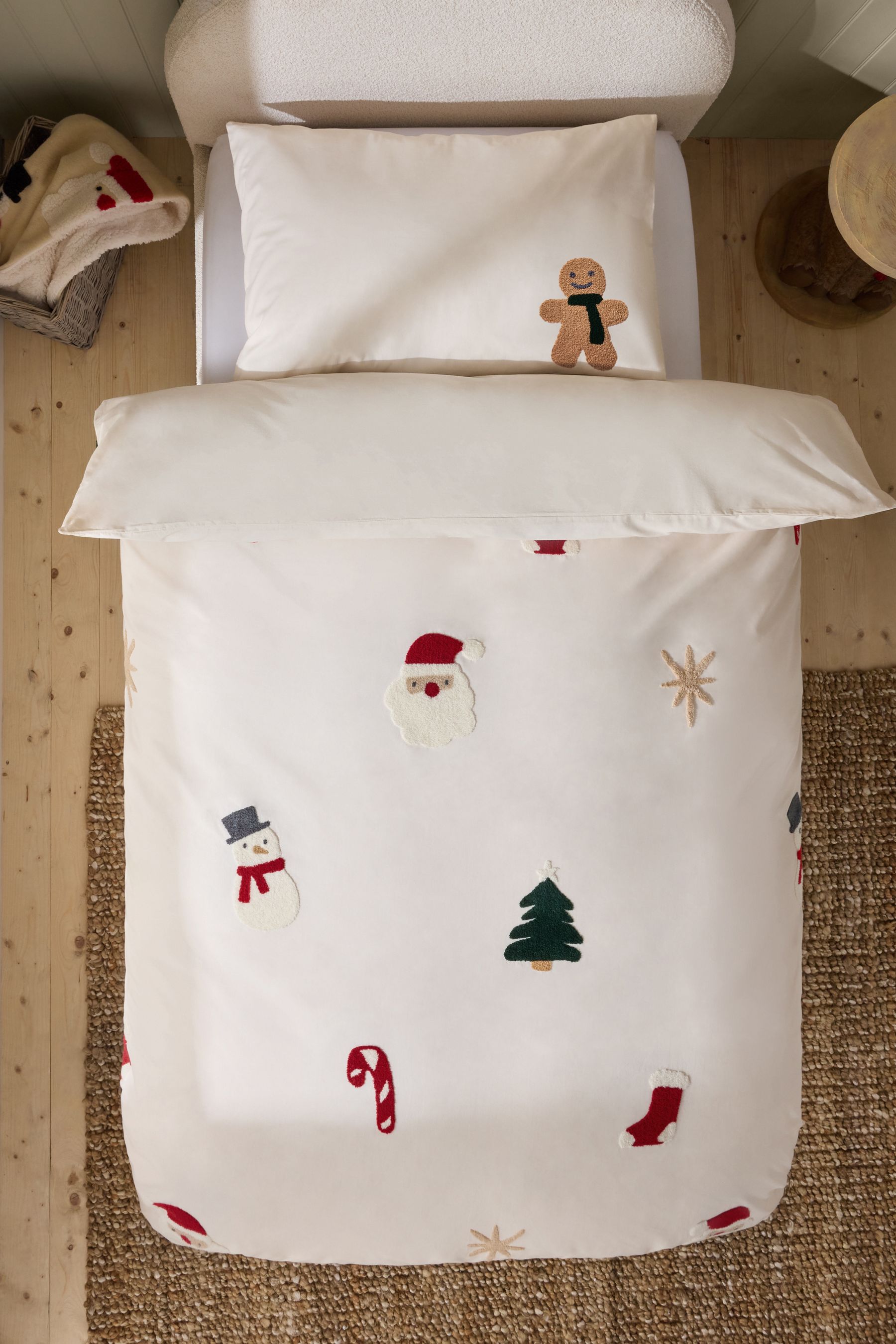 Buy Santa Friends Tufted Christmas Duvet Cover and Pillowcase Set from the Next UK online shop