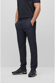 BOSS Dark Blue Slim Fit Stretch Cotton Chino Trousers - Image 1 of 5