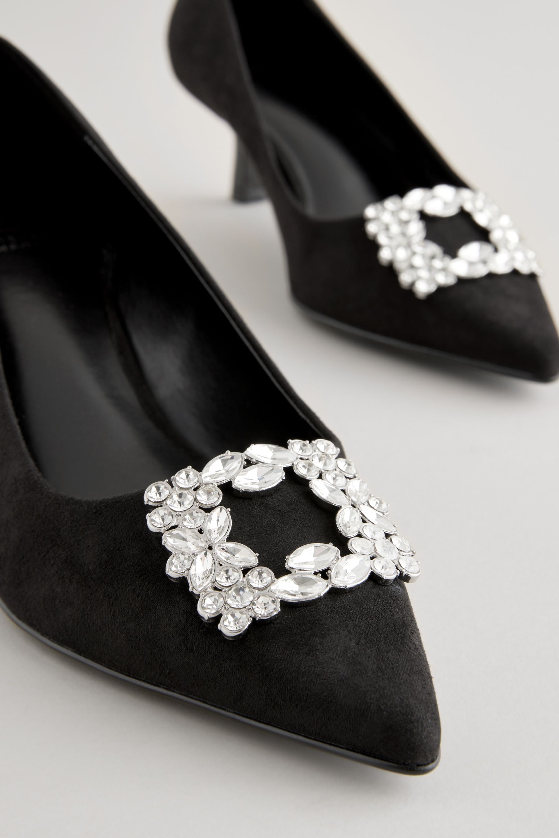 NEXT Black Forever Comfort Jewel Kitten Heels 4.5 EU37.5 Womens