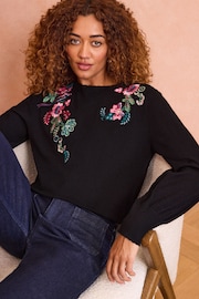 Love & Roses Black Fine Gauge Stitch Detail Jumper - Image 1 of 4