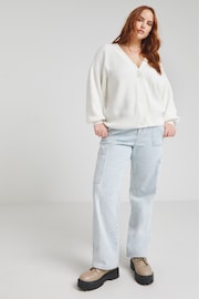Simply Be Cream Cotton Button Through Cardigan - Image 3 of 4