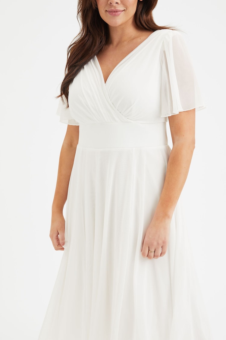 Scarlett & Jo White Victoria Angel Sleeve Mesh Midi long Dress - Image 2 of 4