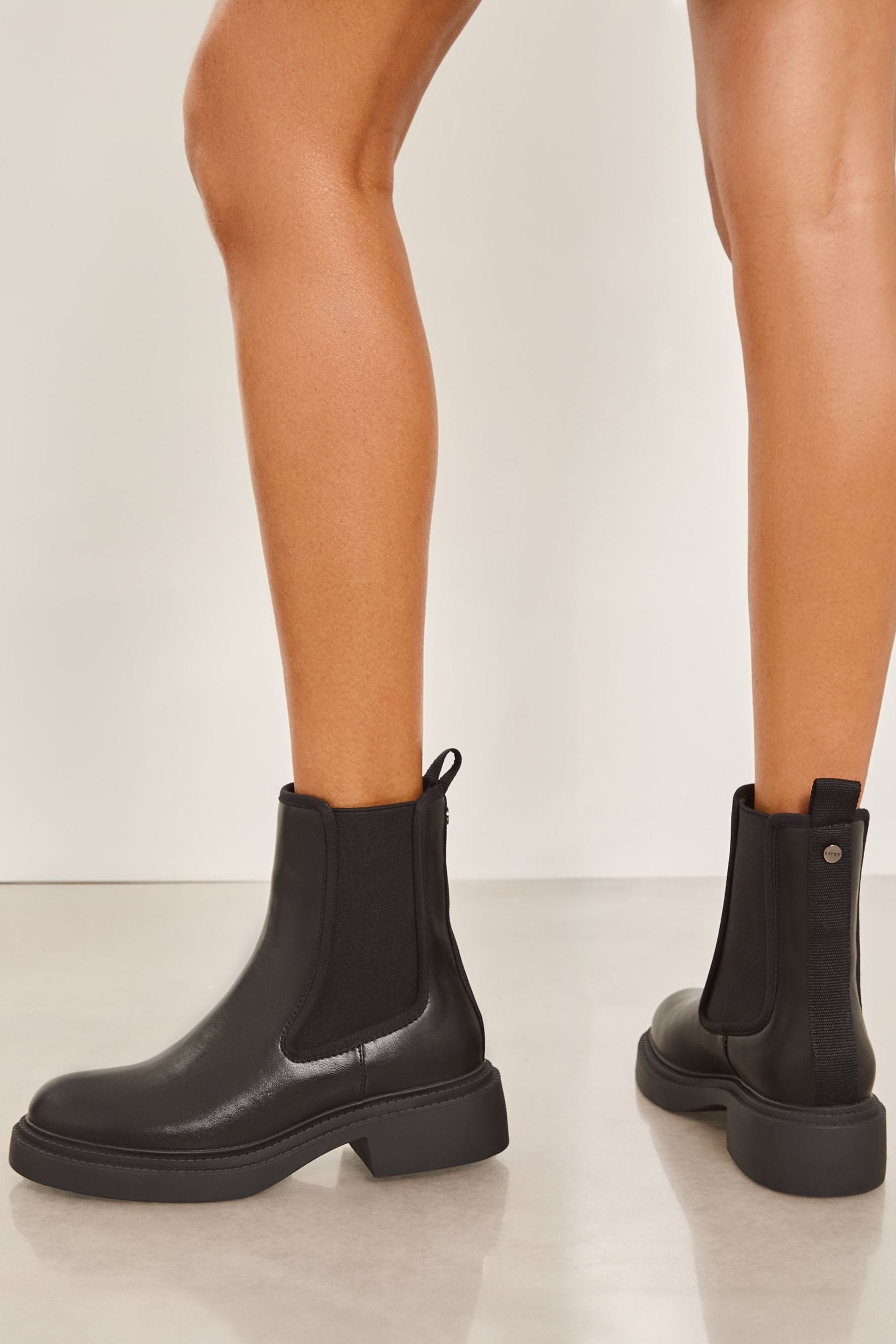 Lipsy Flat Chunky Chelsea Faux Leather Boot