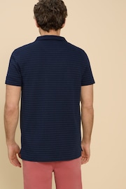 White Stuff Blue Textured Open Collar Polo Shirt - Image 2 of 7