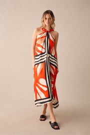 Ro&Zo Red Placement Print Twist Neck Dress - Image 1 of 5