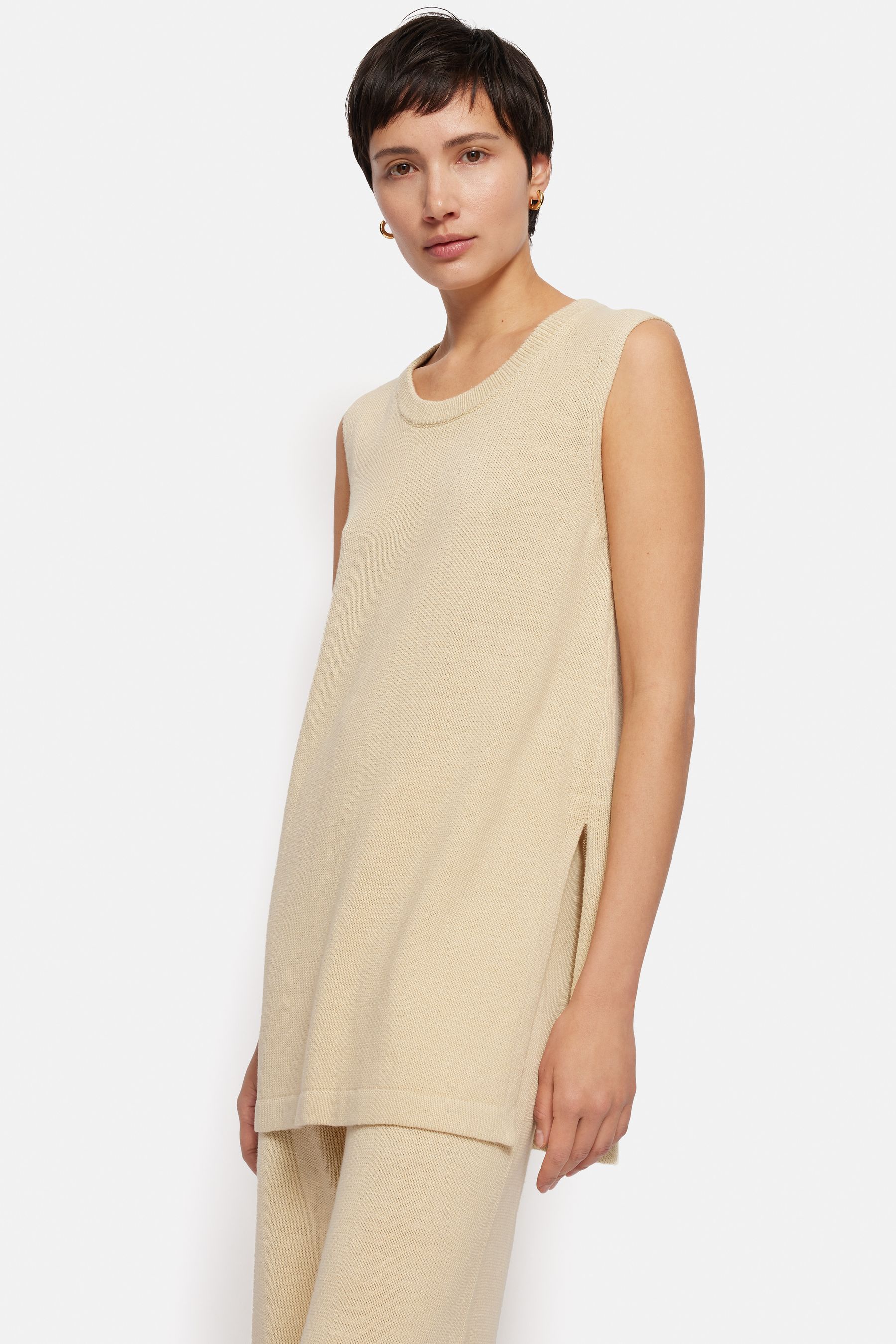 Jigsaw Cream Linen Cotton Knitted Tunic