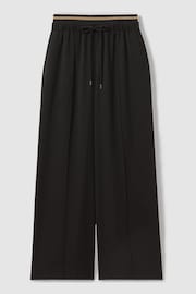 Reiss Black Fleur Waistband Detail Wide Leg Trousers - Image 2 of 6