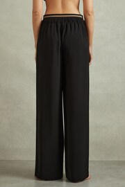 Reiss Black Fleur Waistband Detail Wide Leg Trousers - Image 4 of 6