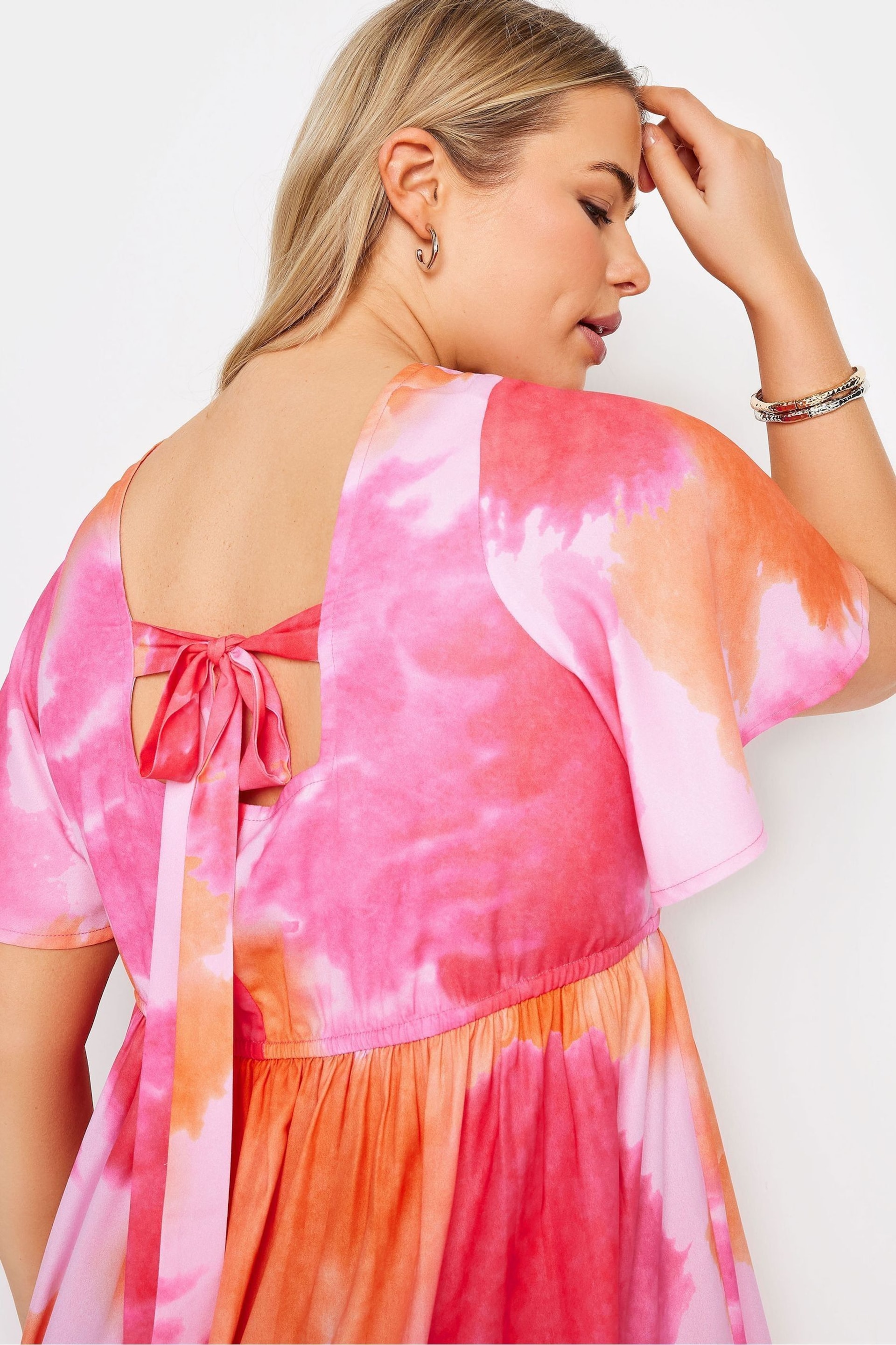 Yours Curve Pink Limited Short Sleeve Bow Back Midaxi Dress - Image 5 of 6