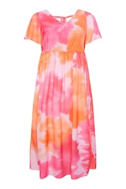 Yours Curve Pink Limited Short Sleeve Bow Back Midaxi Dress - Image 6 of 6