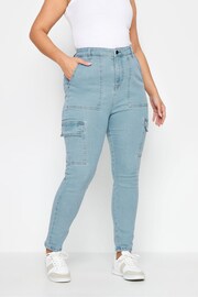 Yours Curve Blue Cargo AVA Jeans - Image 1 of 5