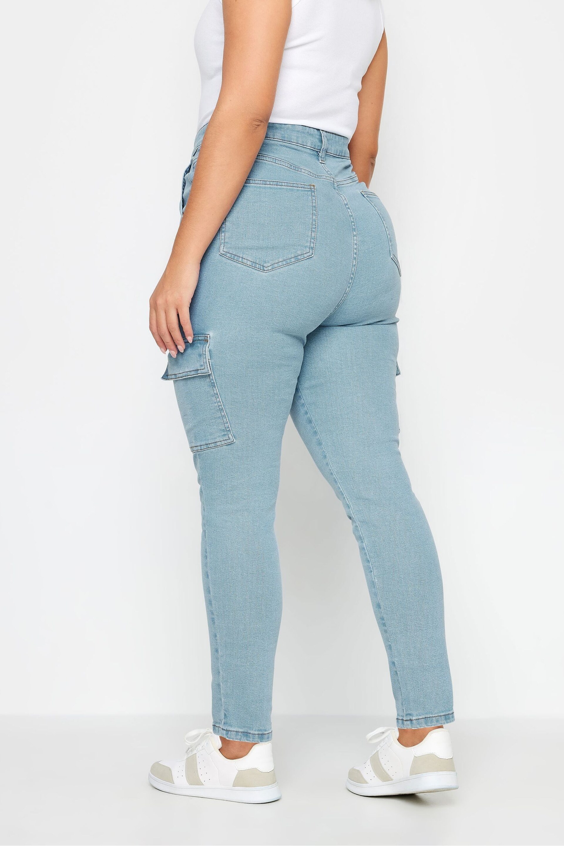 Yours Curve Blue Cargo AVA Jeans - Image 4 of 5