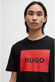 HUGO Black HUGO Large Box Logo Cotton T-Shirt - Image 4 of 5