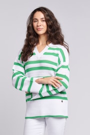 U.S. Polo Assn. Oversized Womens Green Pointelle Knit Collar Jumper - Image 3 of 9