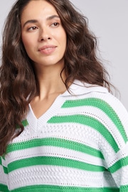 U.S. Polo Assn. Oversized Womens Green Pointelle Knit Collar Jumper - Image 5 of 9