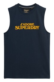 Superdry Blue Sport Luxe Graphic Fitted Vest - Image 4 of 5