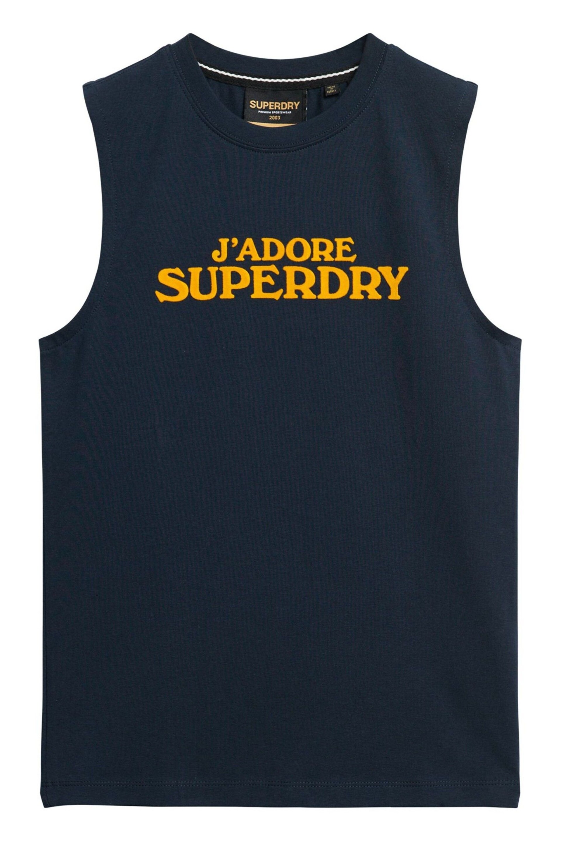 Superdry Blue Sport Luxe Graphic Fitted Vest - Image 4 of 5