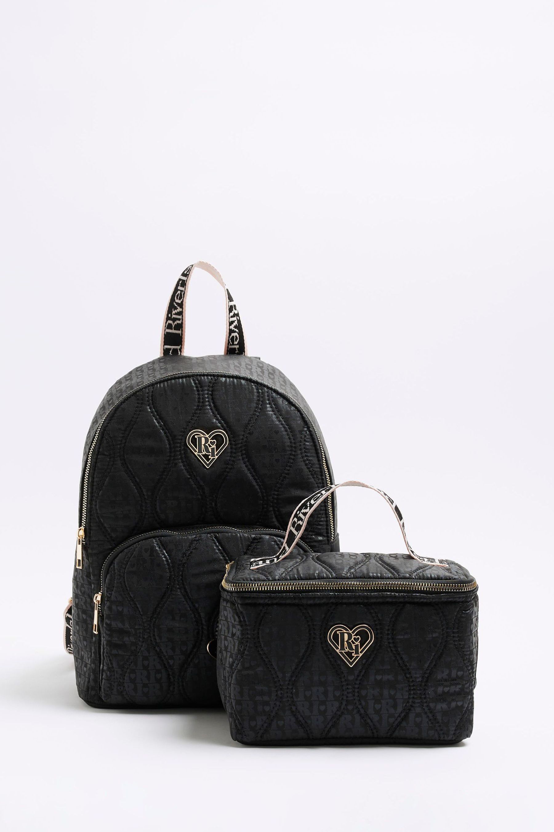 River island black backpack cheap