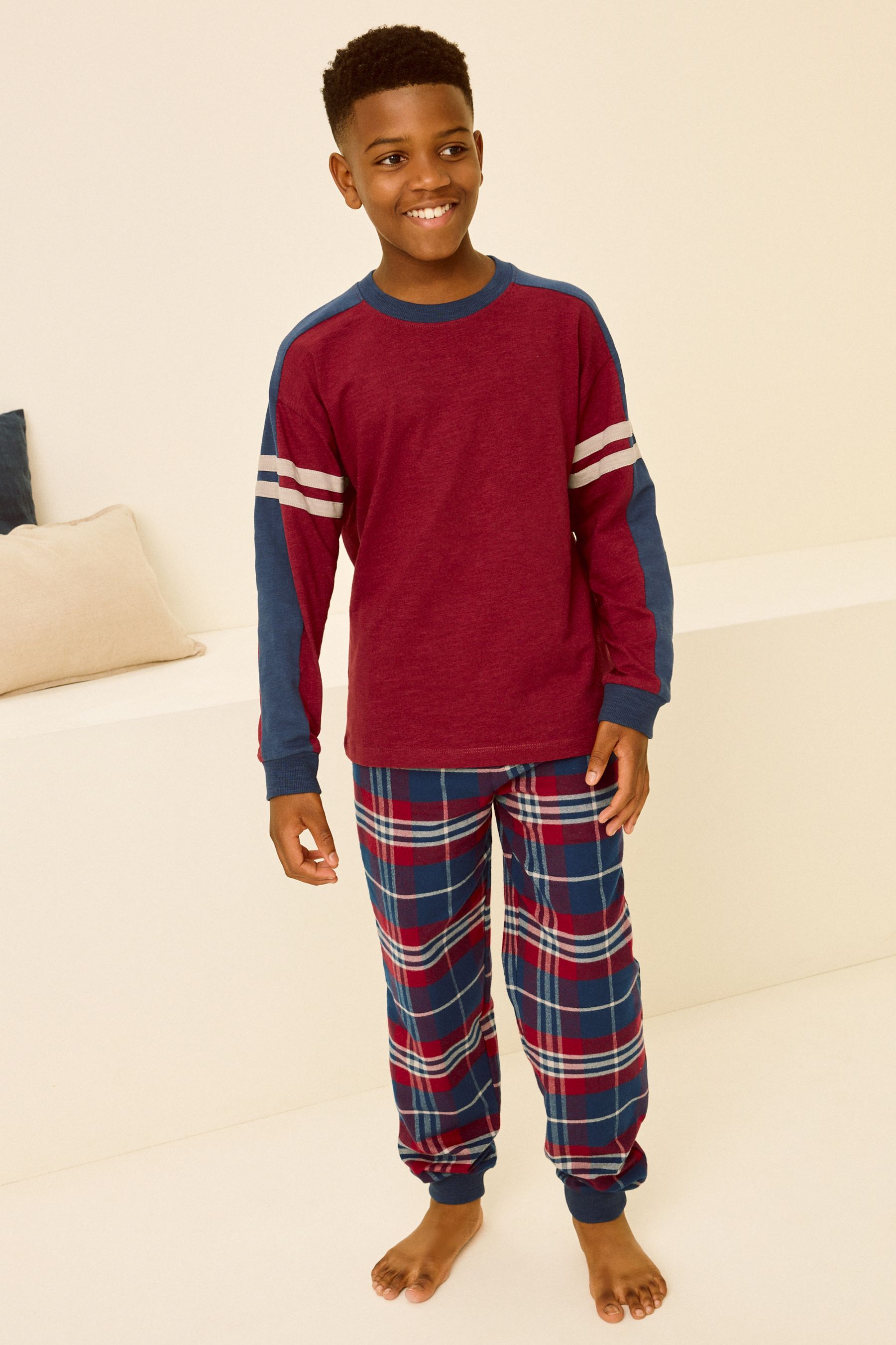 Buy Red Navy Single Check Woven 100 Cotton Pyjamas 3 16yrs from the Next UK online shop