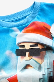 Blue Santa Pixel Short Sleeve Christmas 100% Cotton T-Shirt (3-16yrs) - Image 3 of 3