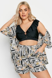 Yours Curve Black LIMITED COLLECTION  Leopard Print Crinkle Shorts - Image 2 of 6