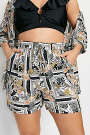 Yours Curve Black LIMITED COLLECTION  Leopard Print Crinkle Shorts - Image 5 of 6