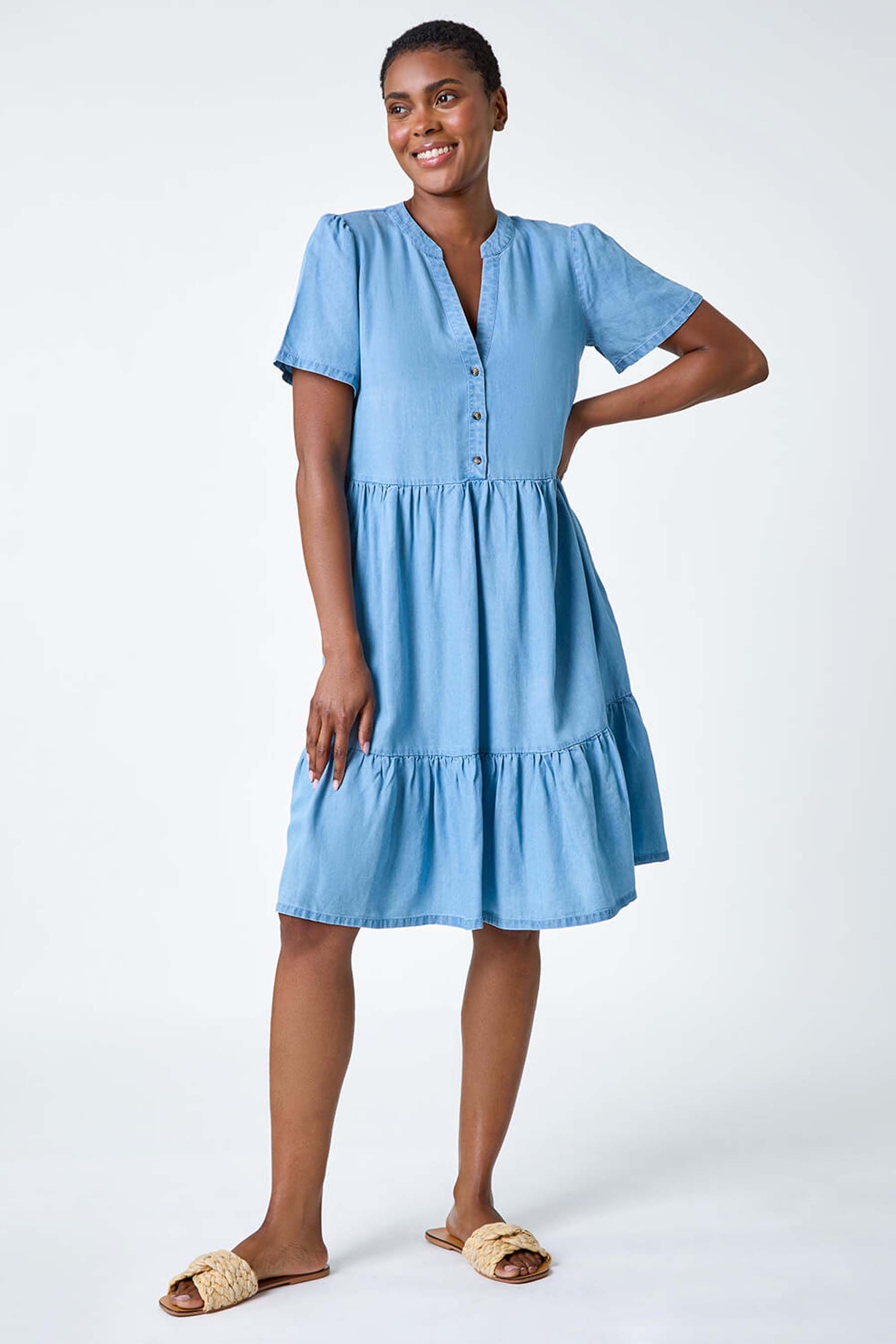 Buy Roman Blue Tiered Smock Dress from the Next UK online shop