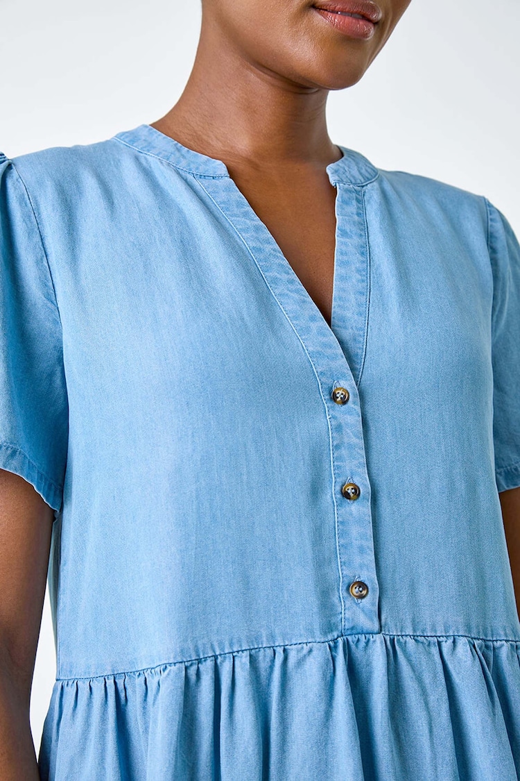 Roman Blue Tiered Smock Dress - Image 5 of 5