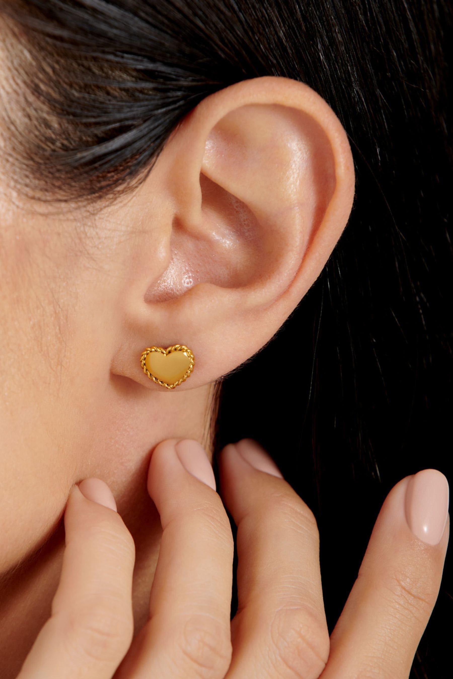 Katie Loxton Gold Tone Love Waterproof Love Heart Stud Earrings