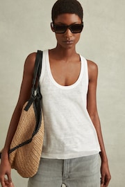 Reiss White Taloulah Linen Scoop Neck Vest - Image 1 of 6