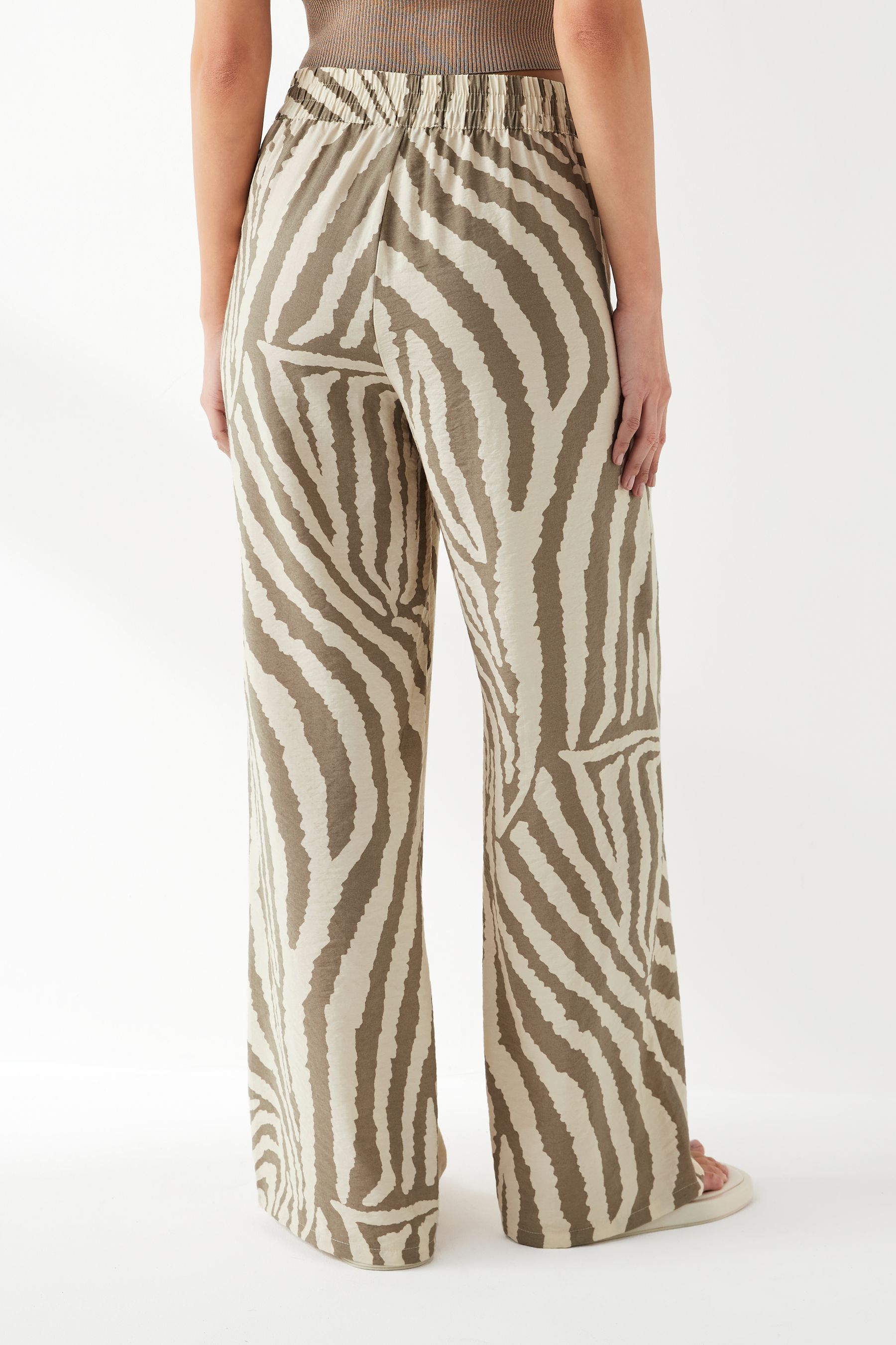 Buy JDY Green Petite Zebra Print Wide Leg Trousers from Next Luxembourg
