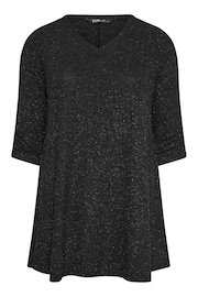 Yours Curve Black Metallic Top - Image 5 of 5