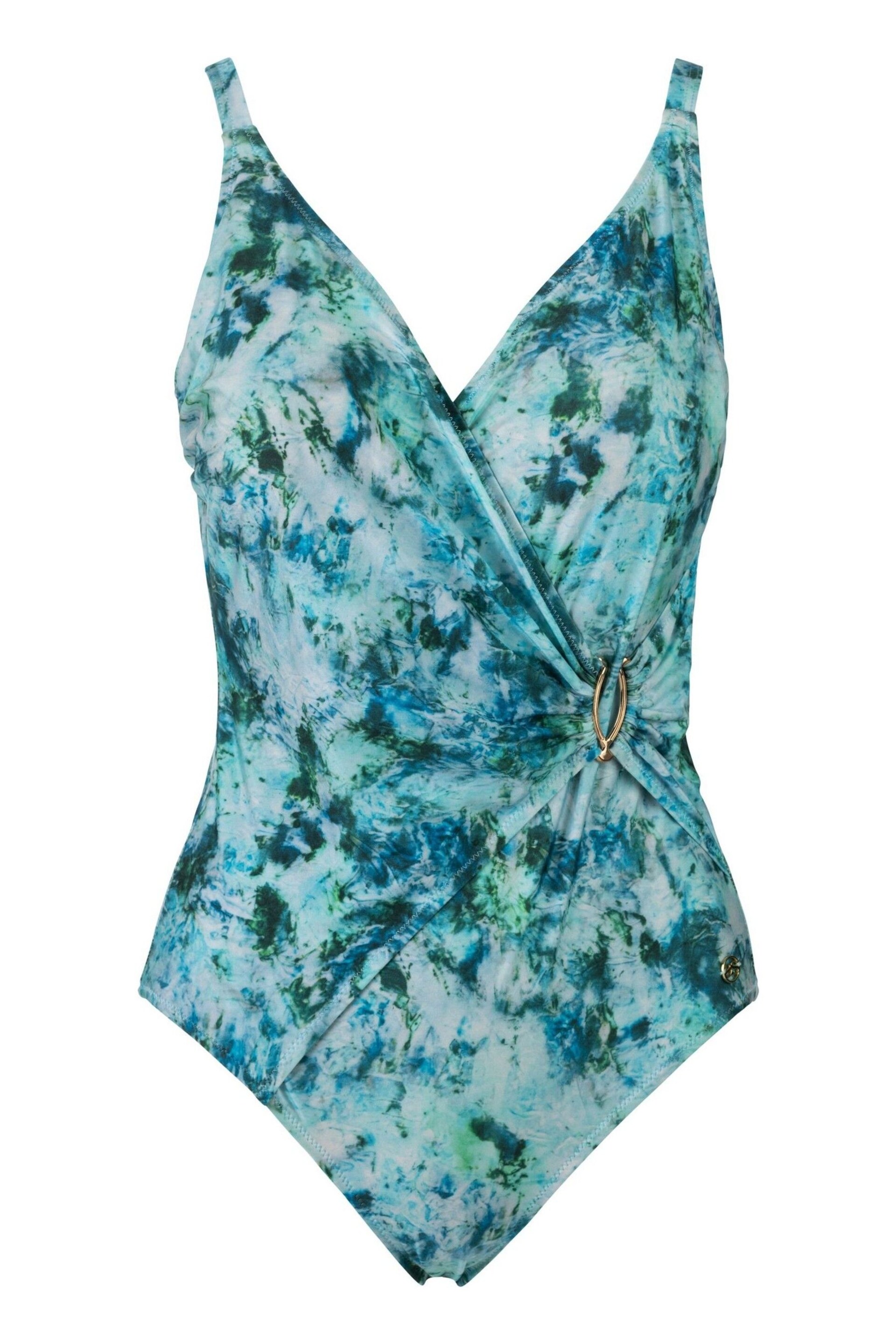 Seaspray Blue Regular Length Santorini Mock Wrap Swimsuit - Image 4 of 4