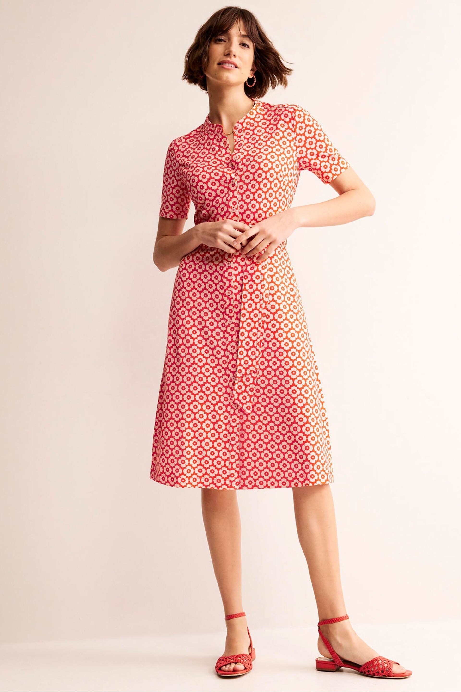 Boden Red Julia Short Sleeve Shirt Dress - Image 1 of 5