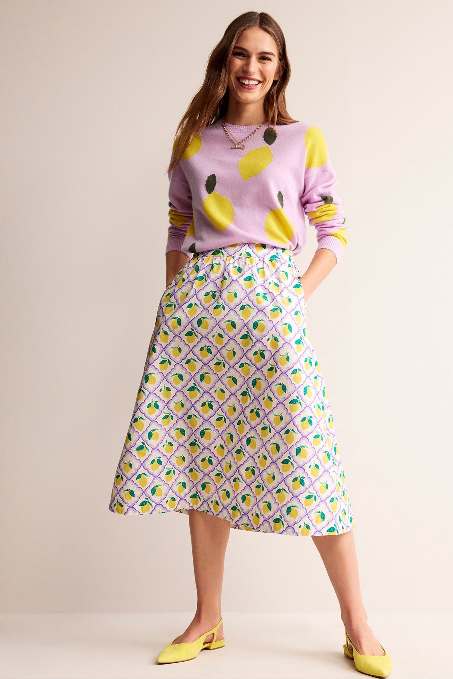 Acheter Jupe midi Boden Hattie en popeline citron from Next Luxembourg
