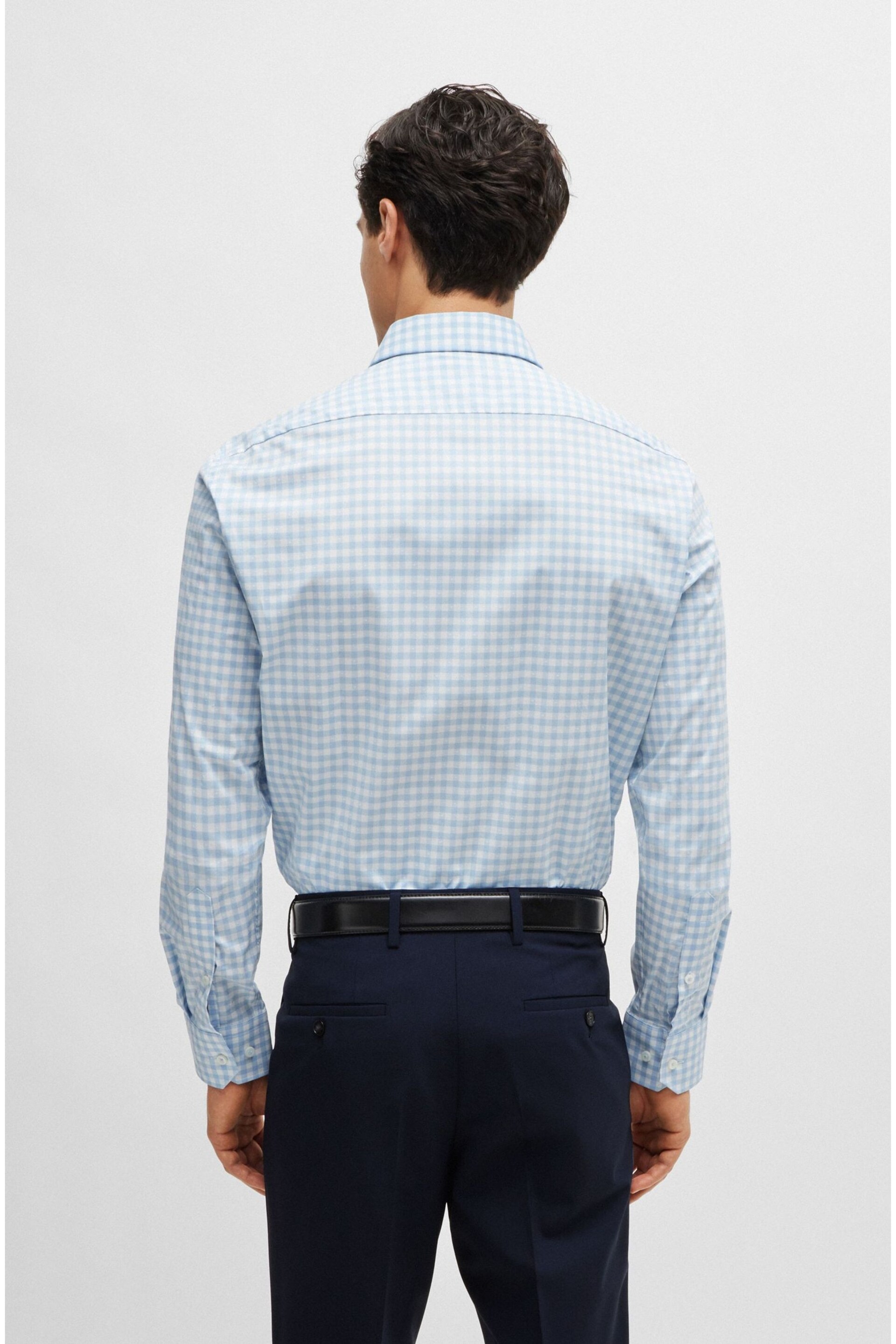 BOSS Blue Regular-Fit Shirt In Easy-Iron Checked Cotton Poplin - Image 2 of 6