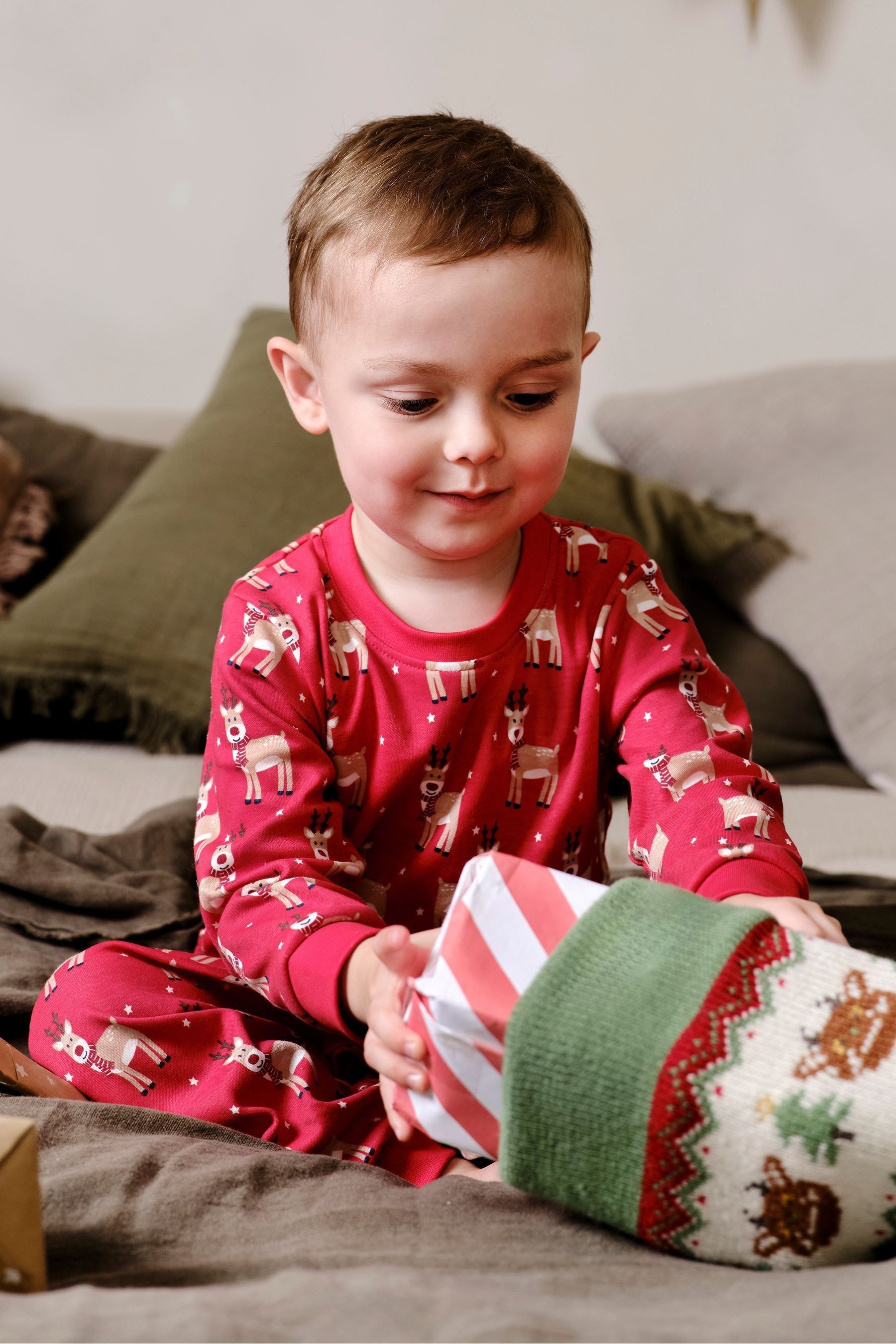 Buy JoJo Maman Bebe Red Christmas Jersey Pyjamas from Next Luxembourg