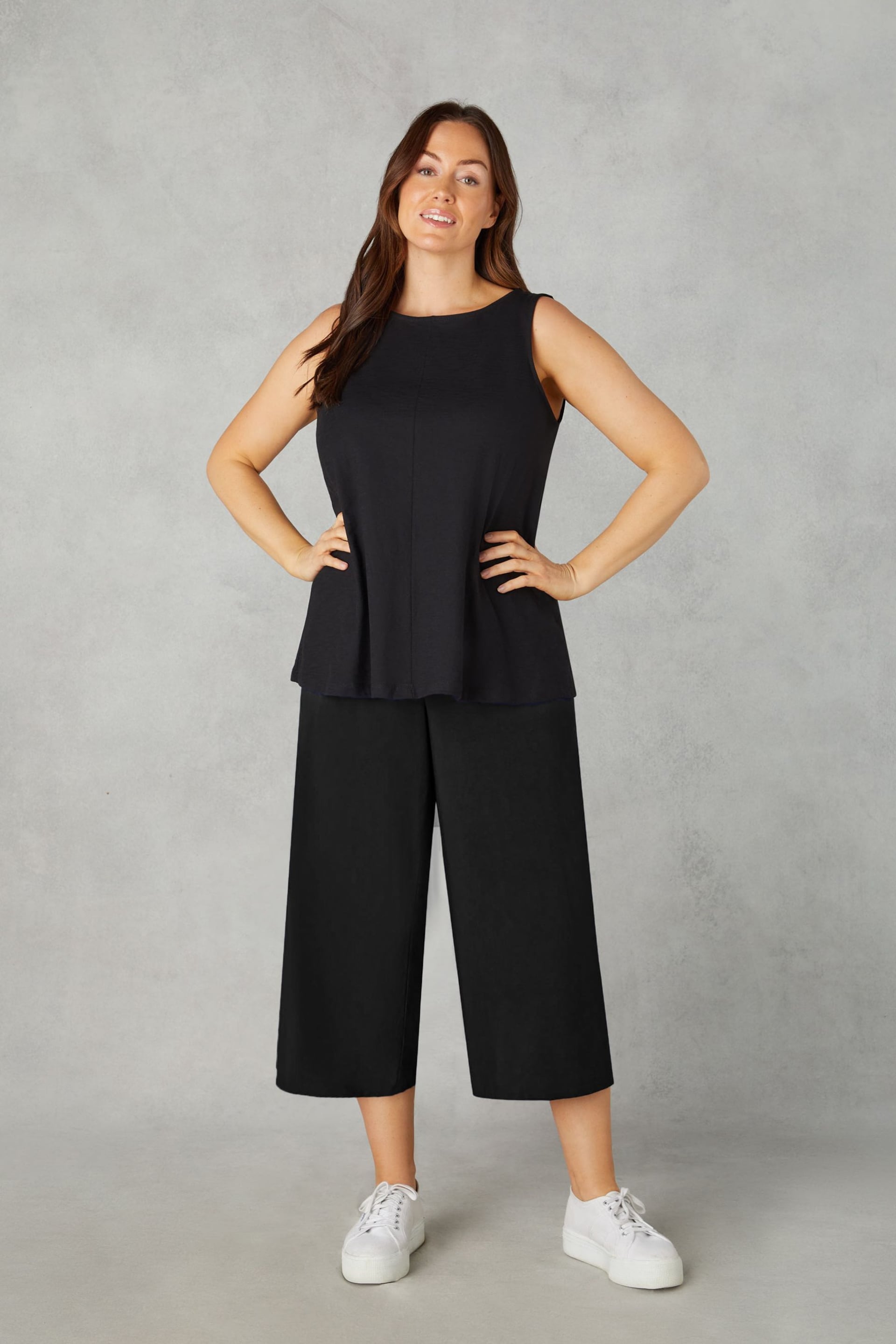 Live Unlimited Curve Petite Black Pull-On Cropped Trousers - Image 1 of 5