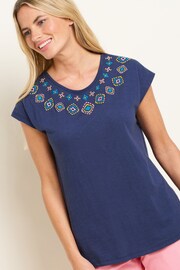 Brakeburn Blue Mez Embroidered T-Shirt - Image 3 of 5