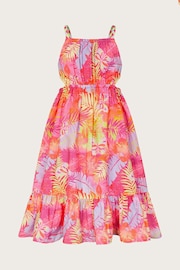 Monsoon Pink Palm Print Crepe Dress - Image 2 of 3