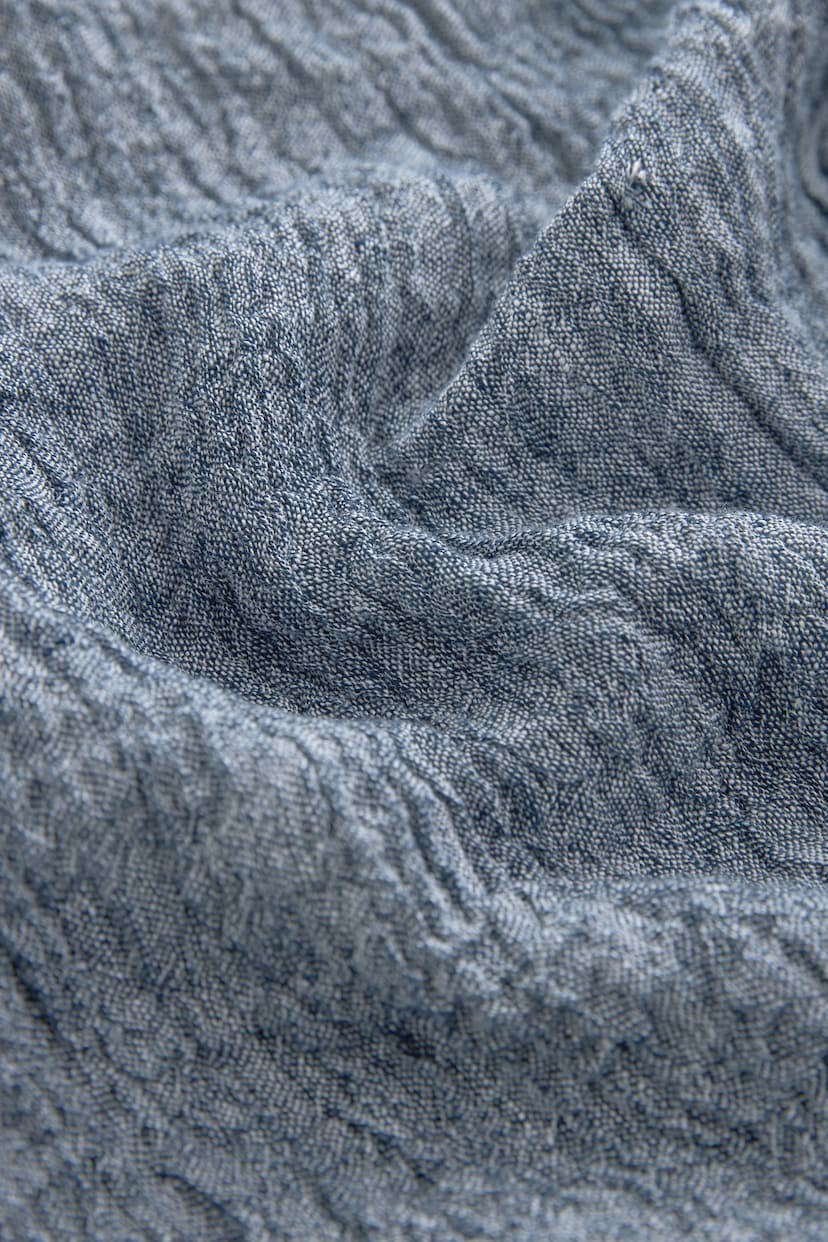 Denim Blue Rochelle Humes 100% Linen Textured Halter Dress - Image 9 of 9