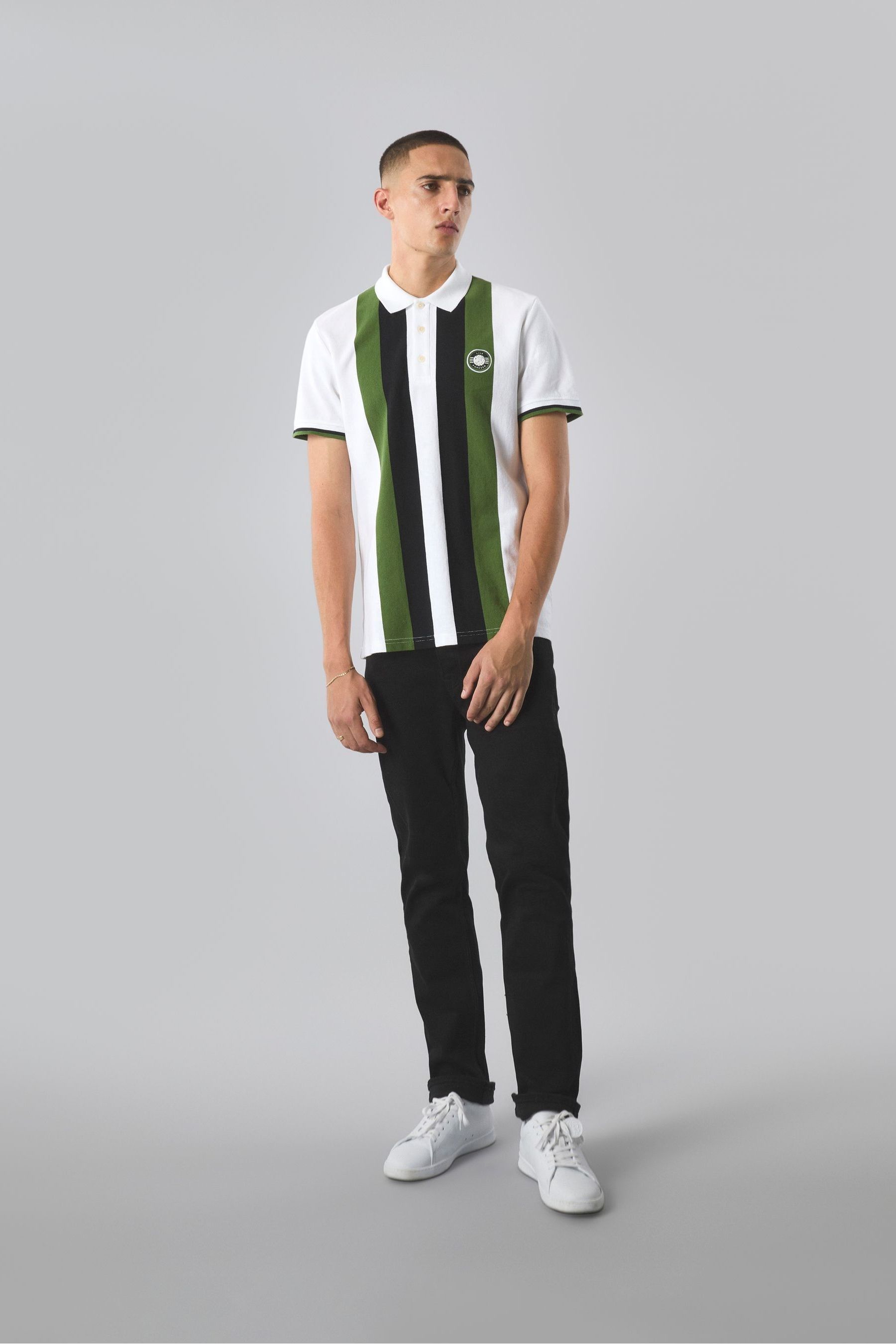 Buy Pretty Green Stripe Knitted 100 Cotton Polo Shirt from the Next UK online shop