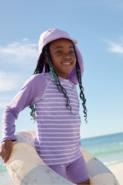 Polarn O. Pyret Purple Striped Sunsafe UV Rash Vest - Image 1 of 5